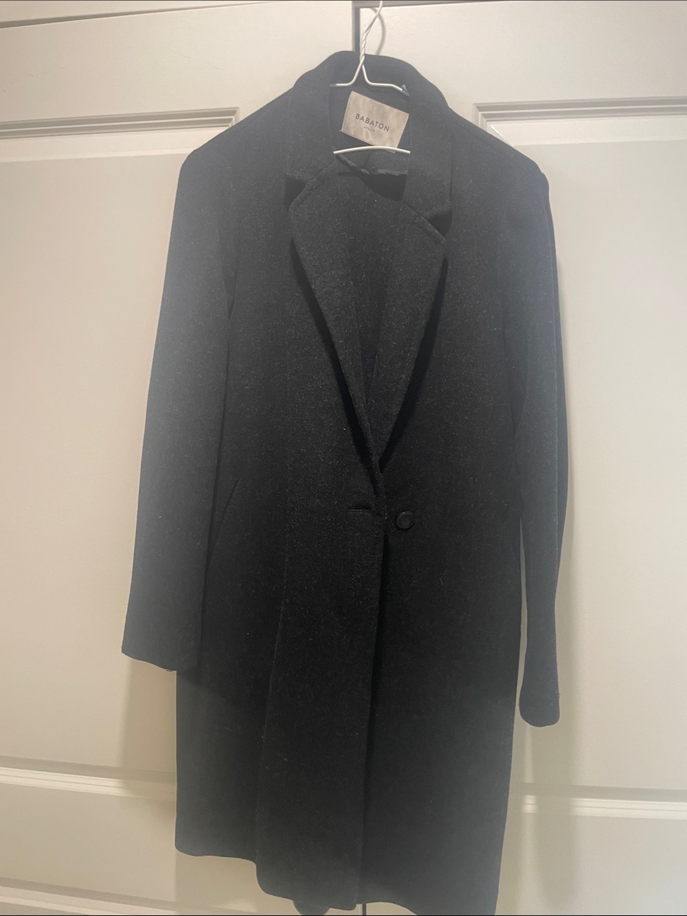 Babaton Black Single-Button Wool Coat